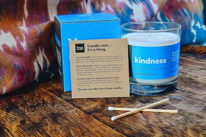 YES YOU CANDLE - Kindness, Inspirational 8oz Highly-Scented Soy Candle, Made in USA, Great Message, Pure Essential Oils, Aromatherapy, 100% Pure, Bergamot & Eucalyptus
