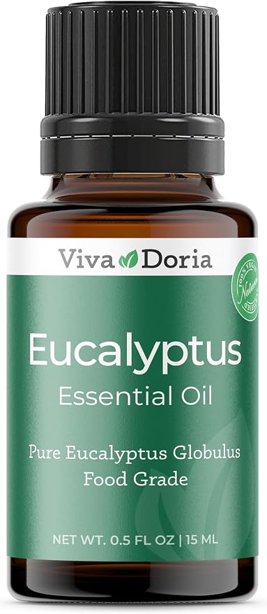 Viva Doria Eucalyptus Essential Oil, 100% Pure, Natural, Essential Globulus Oil, Undiluted, for Aromatherapy | Food Grade, 15 mL (0.5 Fluid Ounce)