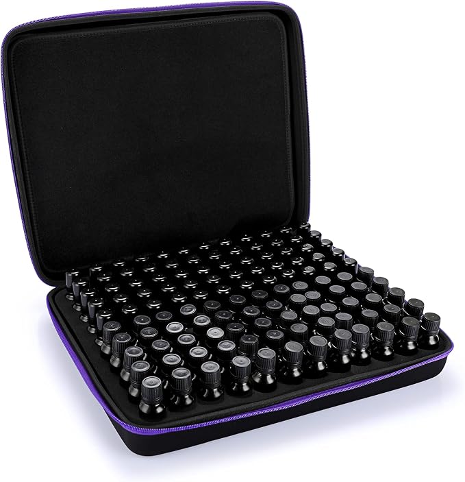 Hipiwe 120 Bottle EVA Essential Oil Storage Carrying Case Hard Shell Exterior Essential Oils Organizer Holder Traveling Bag with Foam Insert, Holds 5ml 10ml 15ml Essential Oils