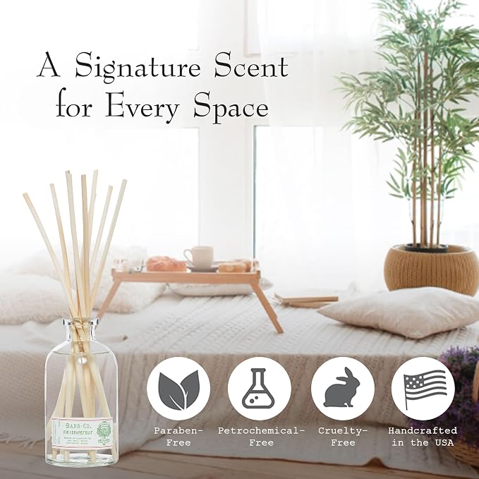 Barr-Co. Fir & Grapefruit Scent Diffuser Kit, Bright Grapefruit & Cooling Balsam Scent, Reed Diffuser for Home, Long Lasting Aroma Diffuser, Refillable, 8 fl oz