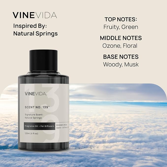 VINEVIDA [4 Oz] Inspired by: Natural Springs; Diffuser Oil Refill | Premium Scent Diffuser Oil for Home | Non-Toxic Fragrance