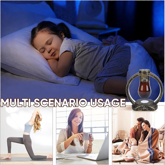 HAPPTWS Essential Oil Diffuser Set- Diffuser 3 Timer Settings Battery Powered Cordless Setup 7 Color LED Lights for Bedroom Yoga Room Toilet Pet Room - Coppery