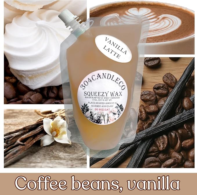 304CandleCo Large Squeeze Soy Wax Melt - 50 SCENTS! - Highly Fragrant & Hand-Crafted - Easy Mix & Match - American Made - Perfect for Wax Warmers (3oz, Vanilla Latte)