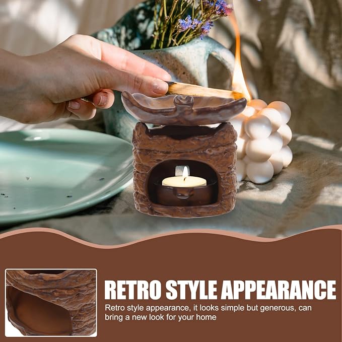 Decorative Incense Burner Censer for Aromatherapy Tea Ceremony Retro Desktop Ornament for Meditation Relaxation Multi-Purpose Essential Oil Stove Home Office Decor