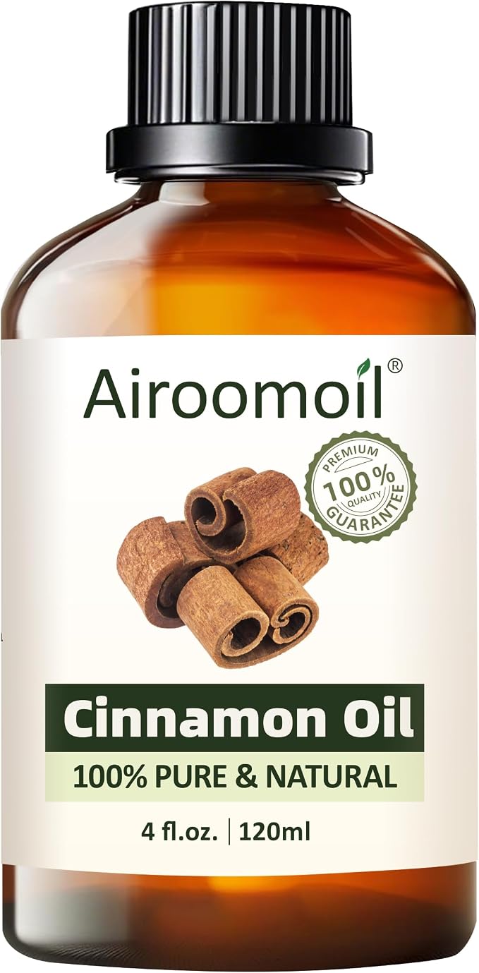 Cinnamon Essential Oil 4 fl oz (120ml) – 100% Pure Natural Cinnamon Bark Oil, Warm Cozy Scent for Water Diffuser, Massage, Hair & Skin Care, DIY Candle & Soap Making – Large Value Bottle