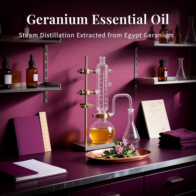 SU JUABA Geranium Essential Oil 4 Oz, Aromatherapy Oil for Diffuser, Skin Care, Hair & Massage - 118ML