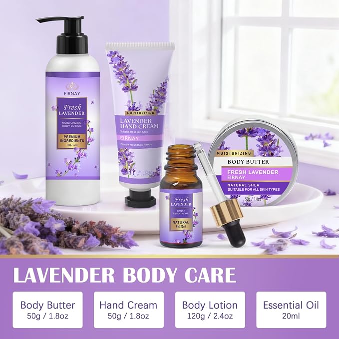Gift for Women, Spa Gift Baskets for Women - 17pcs Lavender Sets with Body Lotion, Bubble Bath, Relaxing Bath Sets, Birthday Christmas Gifts for Her, Spa Kit for Mom Wife Sister Friend