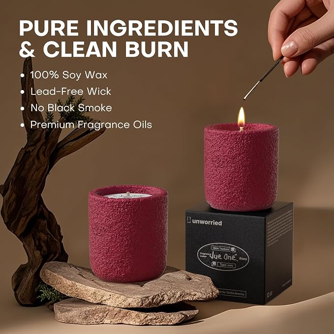 Scented Candles for Home, Natural Soy Wax Candle Gift, Non-Toxic Cement Jar Candles, Luxury Aromatherapy for Stress Relief, Housewarming Gifts, Highly Scented, Home Décor, Amber Patchouli