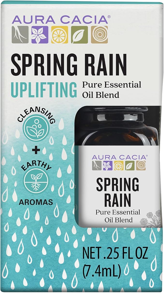 Aura Cacia Spring Rain Essential Oil Blend, Boxed 0.25 fl. oz. - Light Aroma, No Synthetic Fragrances