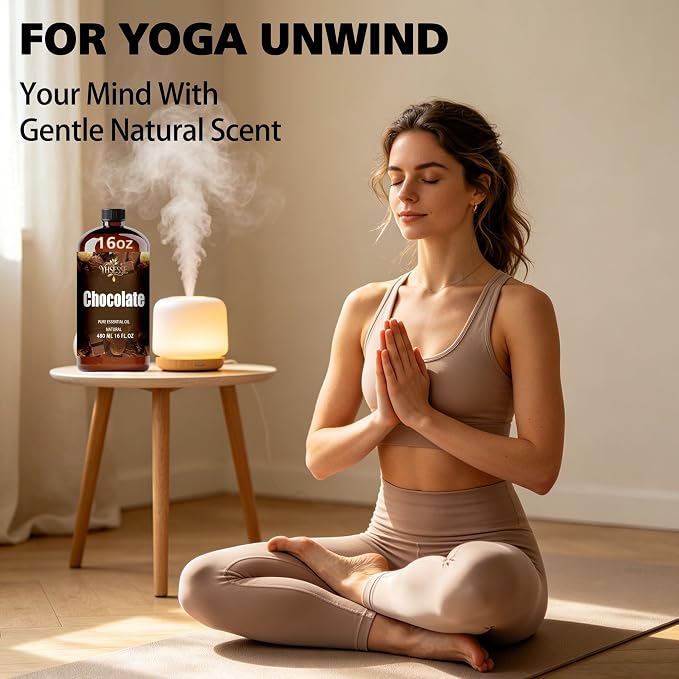 Chocolate Essential Oil, Chocolate Oil 16 Fl Oz 480ml for Diffuser Yoga Soap & Candle Making – with 0.33 Oz Roller Ball & Funnel YHSESSE Essential Oils