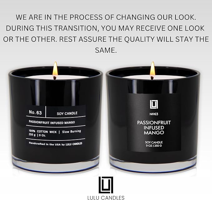 Lulu Candles | Passionfruit Infused Mango | Highly Scented Premium Candles in Giftable Box for Home and Office | Vegan Soy Blend Jar Candle with 100% Cotton Wick | Slow Burning & Long Lasting (9 Oz.)