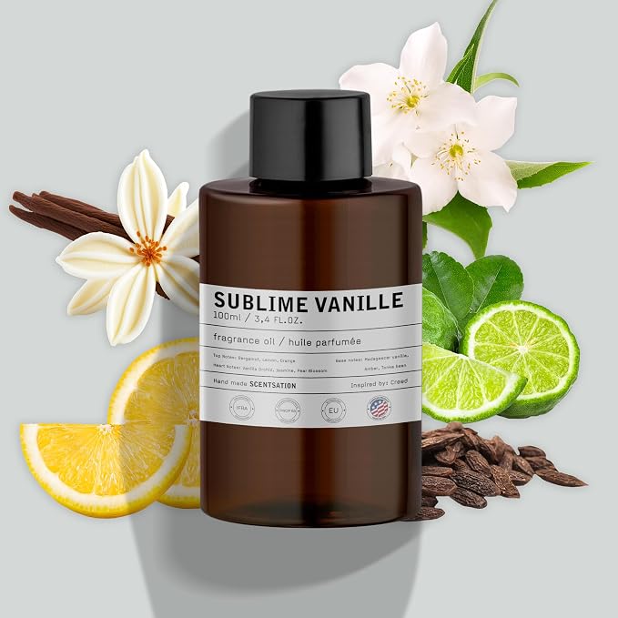 Essential Oils for Diffusers for Home - Sublime Vanilla Oil 3.4 Fl Oz - Everyday Aromatherapy - Long Lasting Hotel Collection Diffuser Oil - Oils for Diffuser - Made in USA