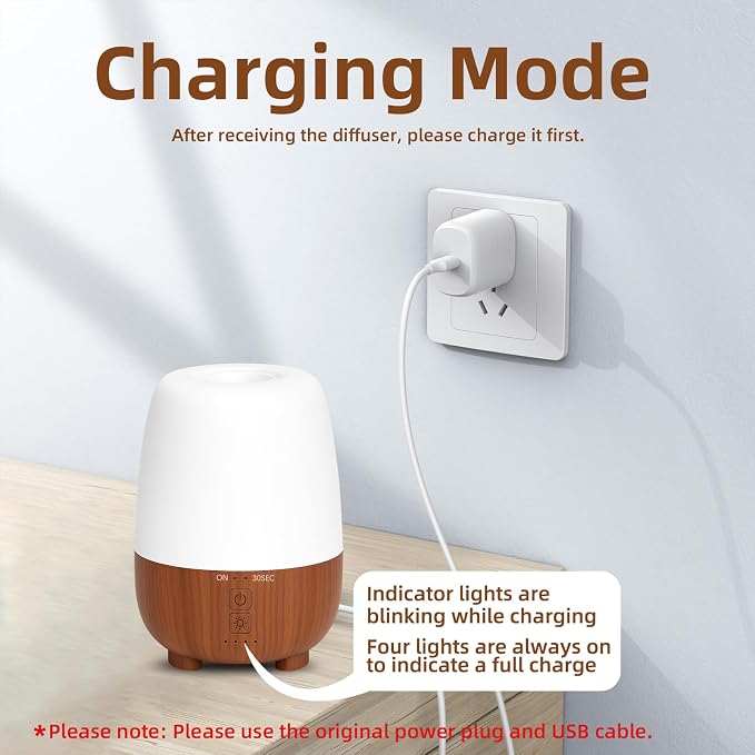 SEEDSEEL 150ML Rechargeable Battery Essential Oil Diffuser, Portable Cordless Aromatherapy Diffuser with 7-Hour Runtime, 7 LED Color Changing Lights for Bathroom,Bedroom, Office, Outdoor