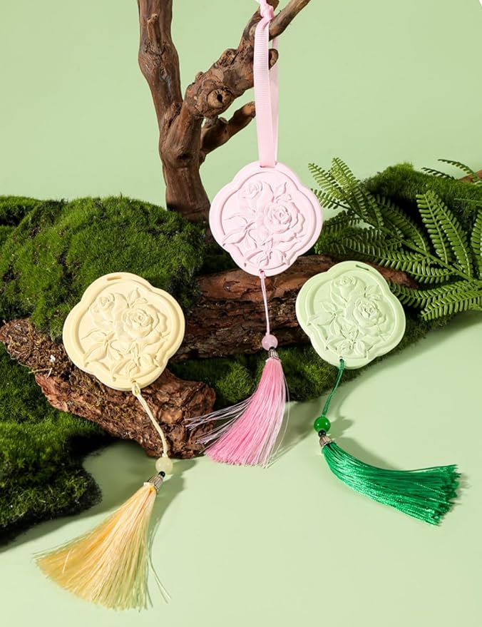 Ceramic Essential Oil Diffusers，Air Freshener，3Pcs Rose Flower Ceramic Aromatherapy Diffusers for Bedroom, Wardrobes， Toilet， Cars Etc.Visual and Olfactory Double Enjoyment（Sandalwood+Rose+Tea）