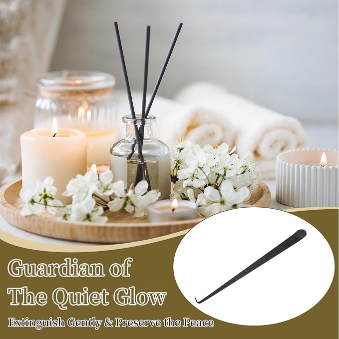 uxcell 2 Pcs Candle Wick Dipper, Stainless Steel Candle Wick Hook, Flame Dipper Snuffer Extinguish Accessory Flat Design for Putting Out Flame Home Decor Gifts, Black