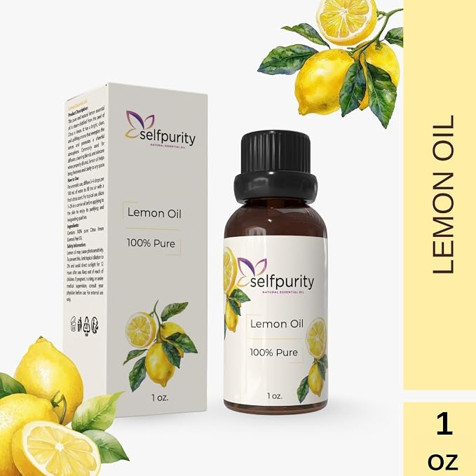Lemon Essential Oil, 100% Pure & Natural Lemon Oil, Premium Grade Essential Oils for Diffusers, Skin, Aromatherapy & Massage – 1 Oz (Pack of 12)