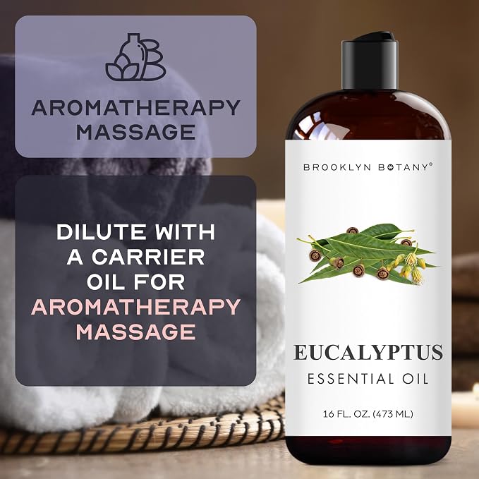 Brooklyn Botany Eucalyptus Essential Oil - Huge 16 Fl Oz - for Candle Making, Soap Making, Diffusers, and Aromatherapy