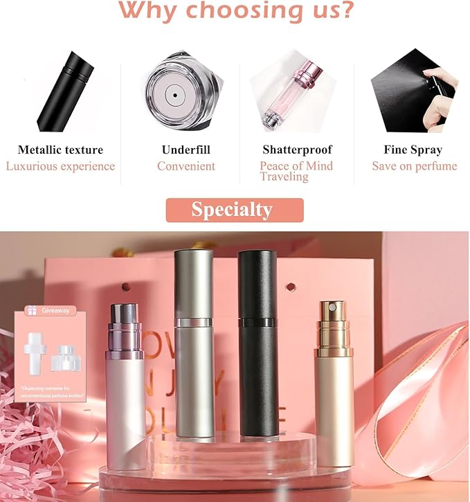 AA00GY Perfume Refillable Bottle 5ml Bottom Refill Portable Purse Atomizer, Cologne Travel Perfume Spray Bottle for Outgoing and Traveling (Grey)