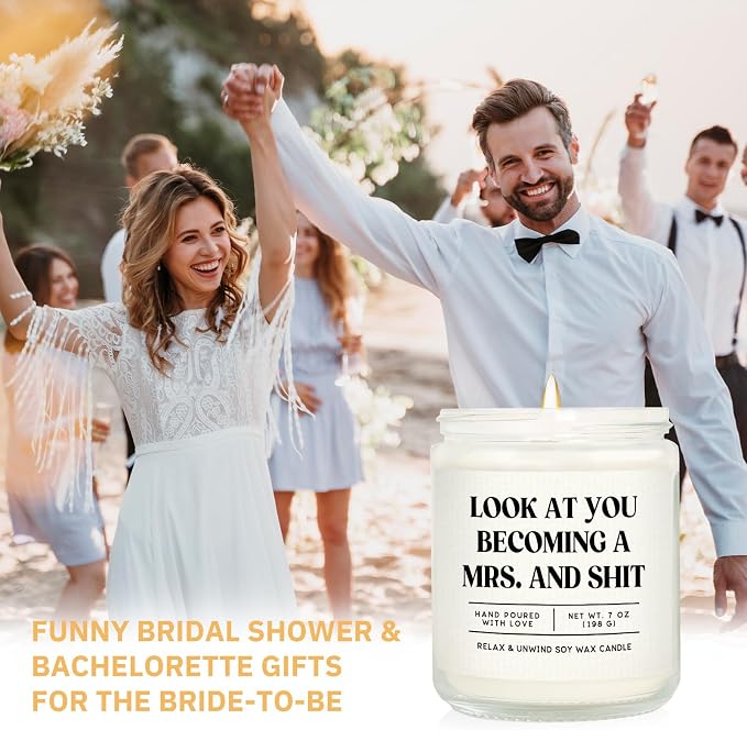 Niyewsor Funny Bride Gifts, Bridal Shower&Bachelorette Gifts for Bride, Handmade Lavender Scented Candle, Brides to Be, Engagement, Wedding Gift, 7oz, Soy Wax
