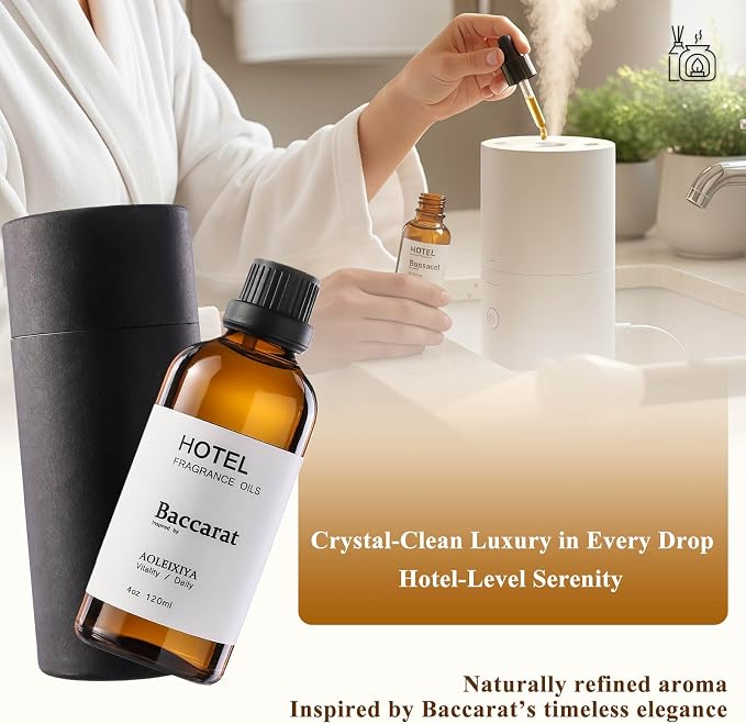 Hotel Collection Diffuser Oil Scent Inspired by The Iconic 5-Star Hotel Baccarat for Waterless Diffuser & Home Scenting Essential Oil for Ultrasonic and Crafting (4 Fl Oz Pack of 1)
