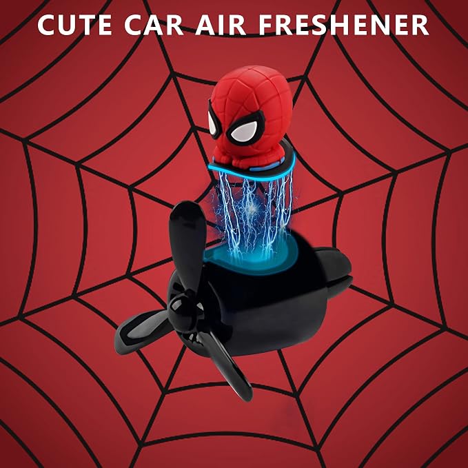2pcs Car Air Fresheners Cartoon Cute Bear Pilot Automotive Air Outlet Propeller Car Diffuser Creative Car Perfume Decoration for Car Vent Clips with 8 Fragrant Tablets for Women Men (Bear + Hero)