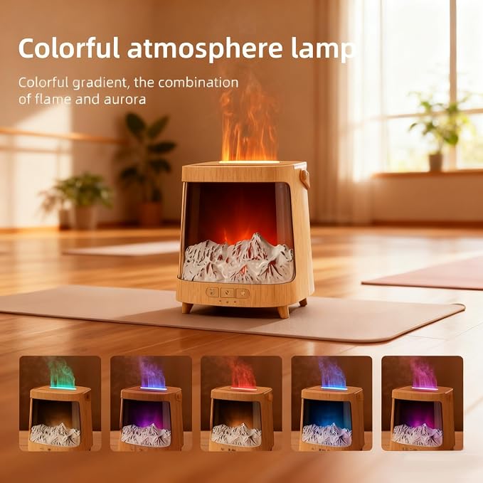 Aurora Essential Oil Diffuser with Remote Control, 200ml water tank Ultrasonic Aromatherapy Diffuser with 7 Color Changing Lights, Timer & Auto-Off, Quiet Humidifier for Home Office, Yoga（wood colour）
