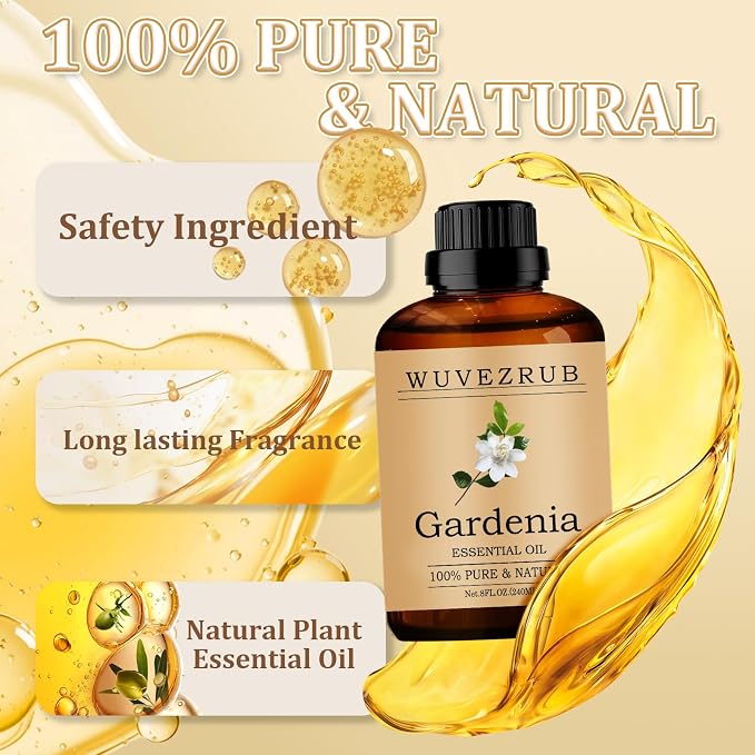 Gardenia Essential Oil 240ML - 100% Pure and Natural Oils for Aromatherapy Diffuser - 8 Fl Oz/Gardenia