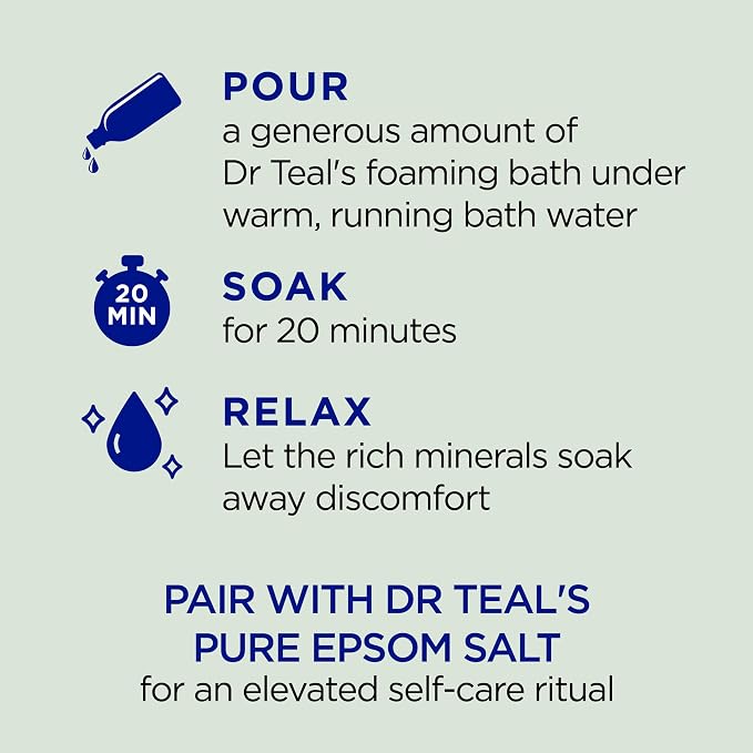 Dr Teal's Foaming Bath with Pure Epsom Salt,Relax & Relief with Eucalyptus & Spearmint,34 fl oz,2 Count (Pack of 6)