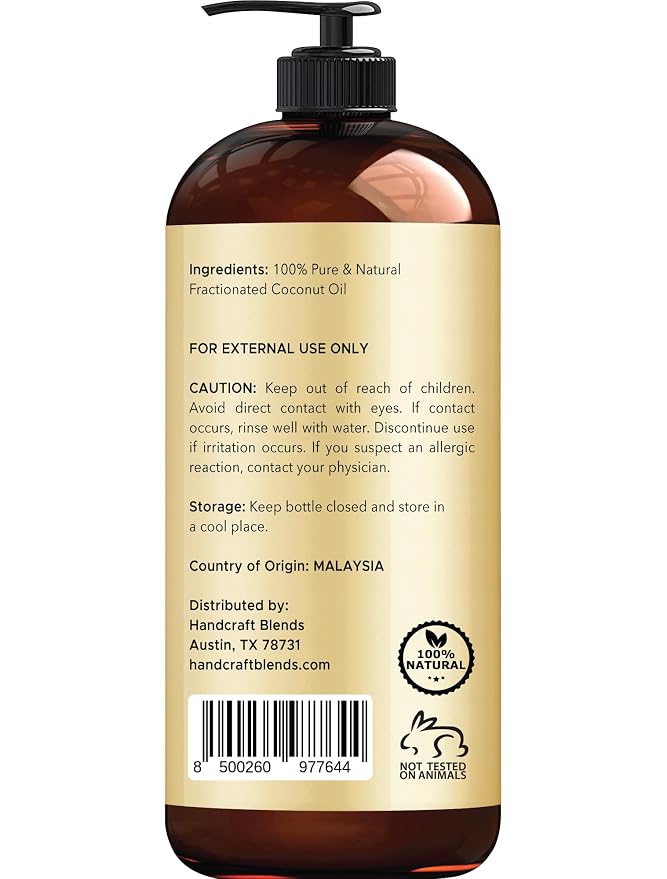 Handcraft Blends Cooling Massage Set: Fractionated Coconut Oil (16 Fl Oz) and Peppermint Essential Oil (4 Fl Oz) – 100% Pure & Natural – Carrier Oil for Dilution and Body Care