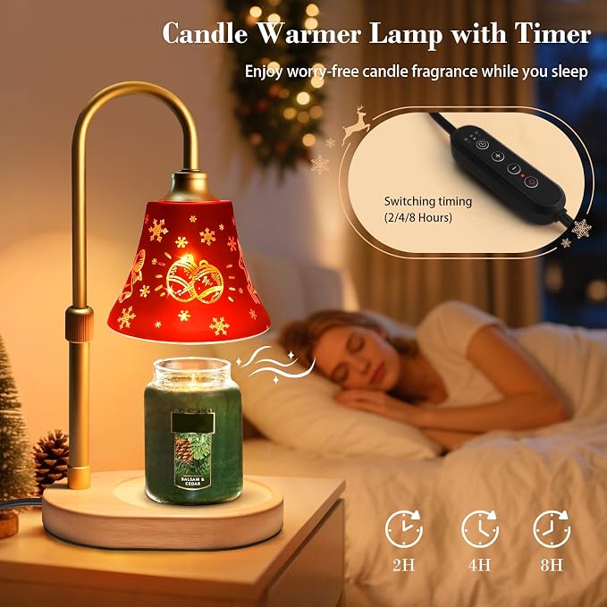 Candle Warmer Lamp with Timer Dimmer：Christmas Decorations Indoor, Birthday Gifts for Women Mom, Vintage Wax Melt Warmer for Jar Candles, Warming Gifts for Office, Dorm, Apartment & New Home Decor