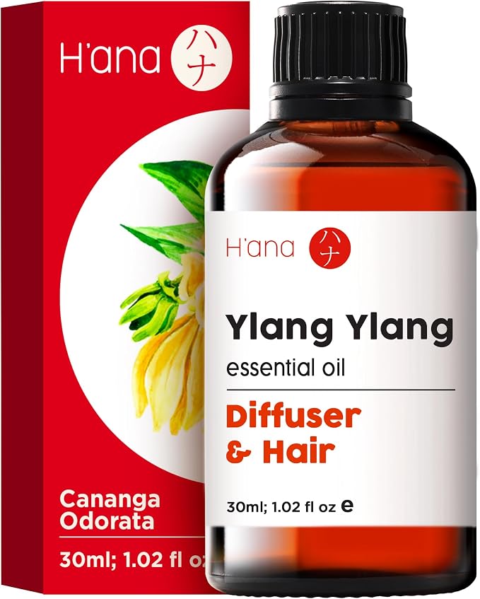 H'ana Ylang Ylang Oil - 1.02 Fl Oz Ylang Ylang Essential Oil for Hair, Skin, Diffuser, Aromatherapy & DIY
