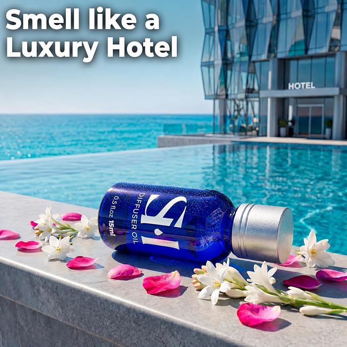 Santal ST09 Hotel Scent Diffuser Oil | 0.5 Fl oz (15 ml) - Waterless Diffuser Oil Refill & Highly Concentrated Fragrance Oil, Diffuser Oil Scents Luxury, Hotel Oil Diffuser