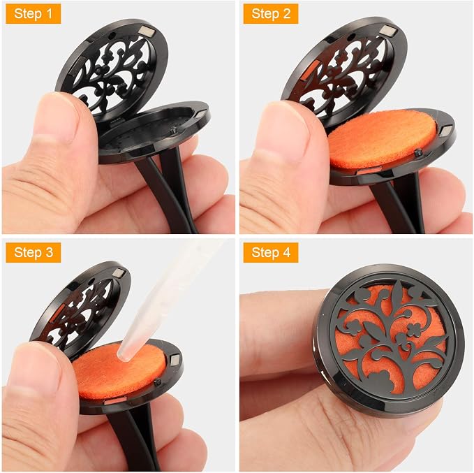 Tatuo 2 Pieces 316l Car Aromatherapy Essential Oil Diffuser Air Freshener Vent Clip with 48 Felt Pad Gift for Women Men Birthday Mother's Day(Tree and Cloud Tree)