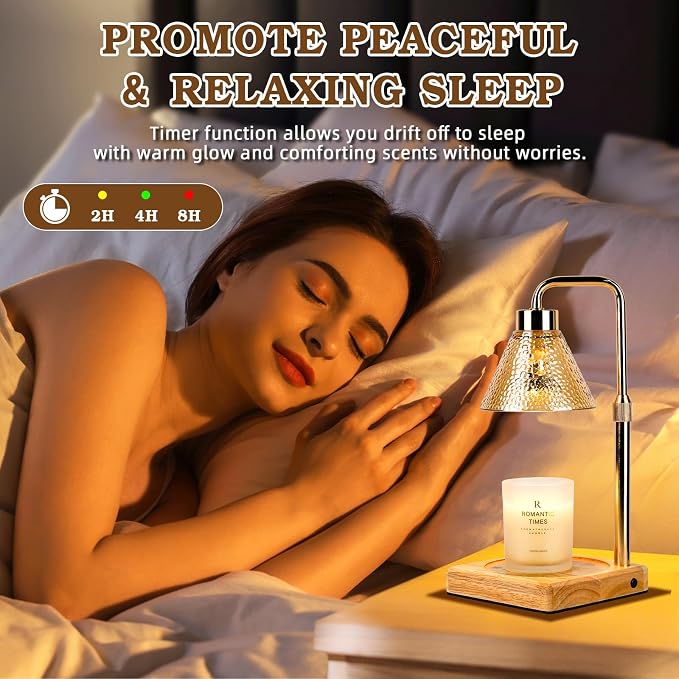 Funistree Modern Candle Warmer Lamp, Dimmable Candle Lamp Warmer with Timer, Mothers Day Birthday Gifts for Women Who Have Everything, Adjustable Men's Candle Lamp, Cozy Living Room Bedroom Decor