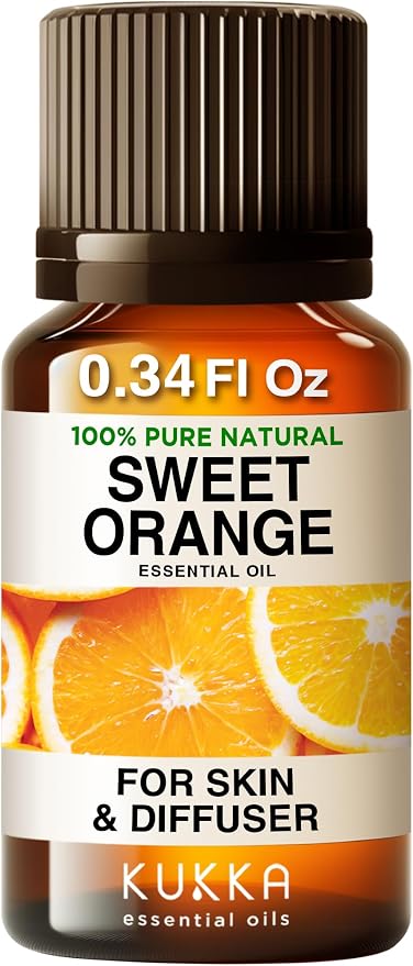 100% Pure Sweet Orange Oil - 0.34 Fl Oz Sweet Orange Essential Oil for Hair, Skin, Diffuser, Aromatherapy & DIY Soap Making Scent