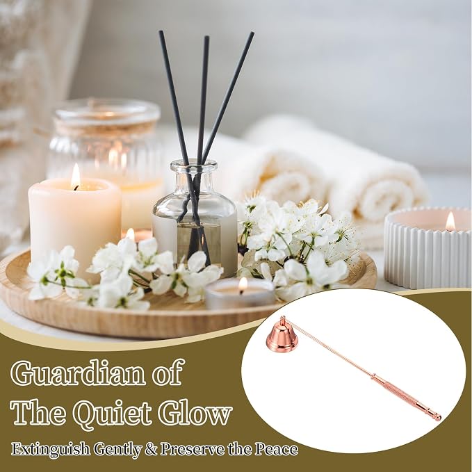 uxcell Candle Snuffer, Candle Extinguish with Long Handle, Wick Flame Snuffer Extinguish Accessory Bell-Shaped for Putting Out Flame Home Decor Gifts, Rose