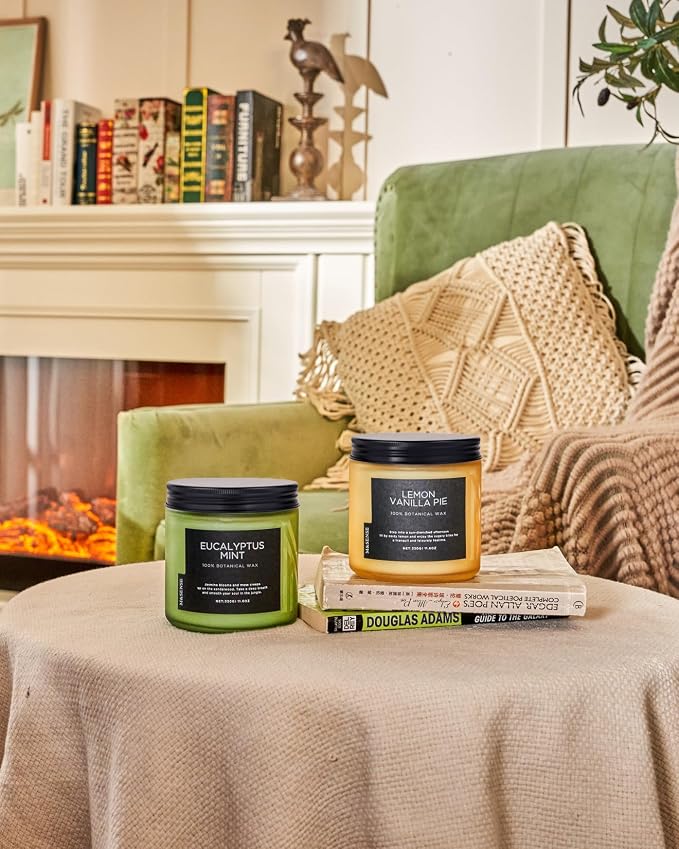 M&SENSE Lemon Vanilla Scented Candles, 11.6oz Natural Soy Wax, 70 Hours Long Lasting Burn, Non-Toxic, Highly Scented Gifts for Bathroom Living Room, Stress Relief Home Fragrance for Men Women