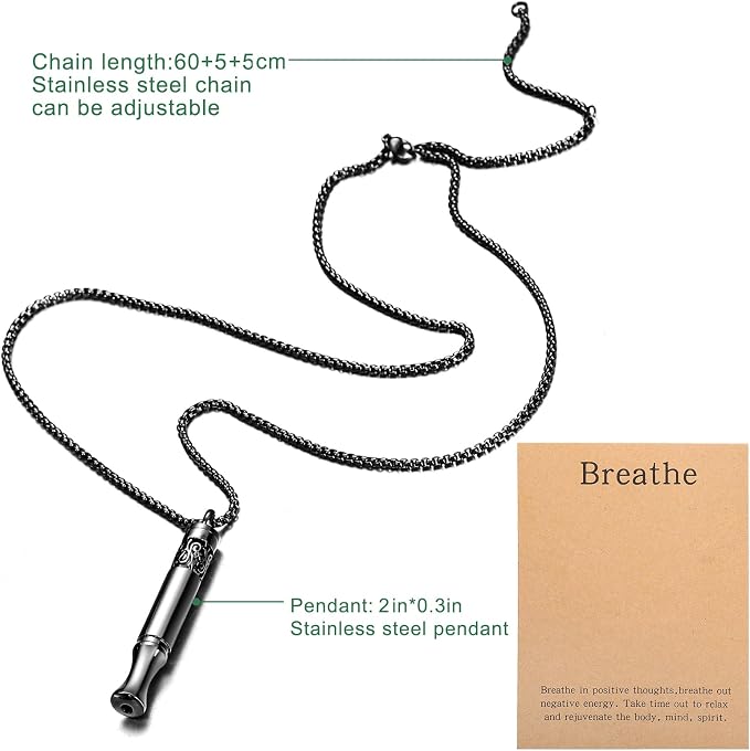 Anxiety Relief Pendant Mindfulness Breathing Necklace - Essential Oil Diffuser & Personal Inhaler Aromatherapy Necklaces for Women & Men (Black)
