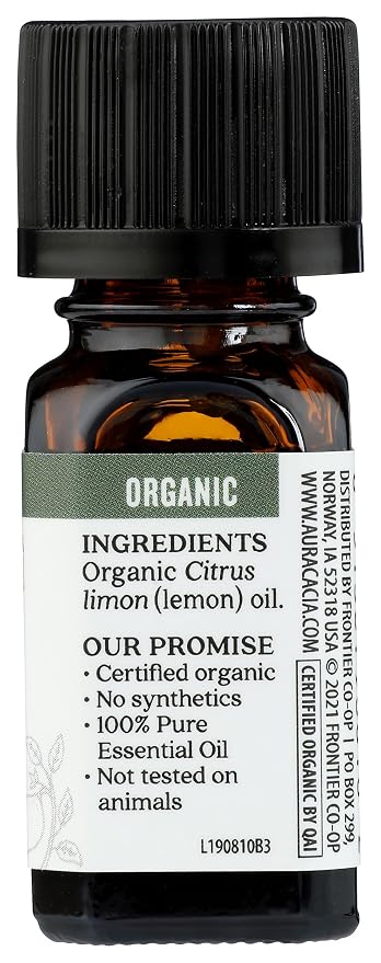 Aura Cacia Organic Lemon Essentail Oil, 0.25 FZ