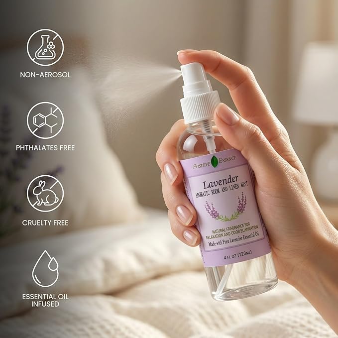 Lavender Room and Pillow Spray, Natural Aromatherapy Sleep Spray with Lavender Essential Oil for Relaxation, Fabric & Bedding Mist, Non-Aerosol Odor Neutralizer