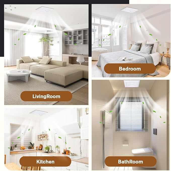 Bathroom Exhaust Fan Cover Square Ceiling or Wall Mounted | With Springs, Replacement Parts, Air Diffuser Diverter, Ventilation Fan Compatible