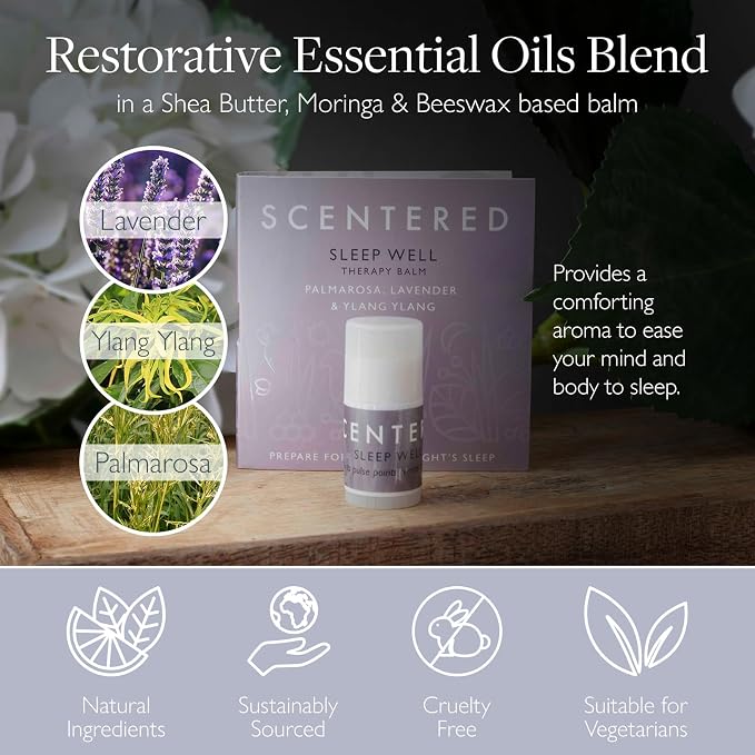 Scentered Goodnight Sleep Well Gift Set – Luxury Silk Eye Mask, Aromatherapy Pocket Balm (1.5g) & Reusable Ear Plugs in Travel-Friendly Gift Tin