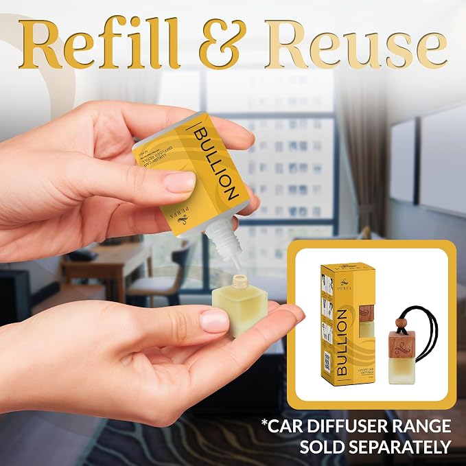 Bullion Car Air Fresheners (Refill) | Affordable Car Air Fresheners for Men | 50ml Diffuser Refill | 6 Months Freshener Long Lasting | Gift-Ready Men's Pefume by Perfa