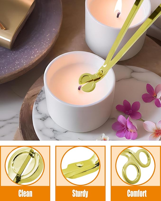 YOUTUOY 4 in1 Candle Accessory Set with Rechargeable Candle Lighter, Candle Wick Trimmer, Candle Wick Snuffer, Candle Wick Dipper, Candle Care Kit (Gold)