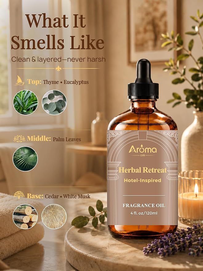 Herbal Retreat Fragrance Oil, Clean Herbal Spa Scent | Fragrance Oil for Ultrasonic and Waterless Diffusers and Crafting