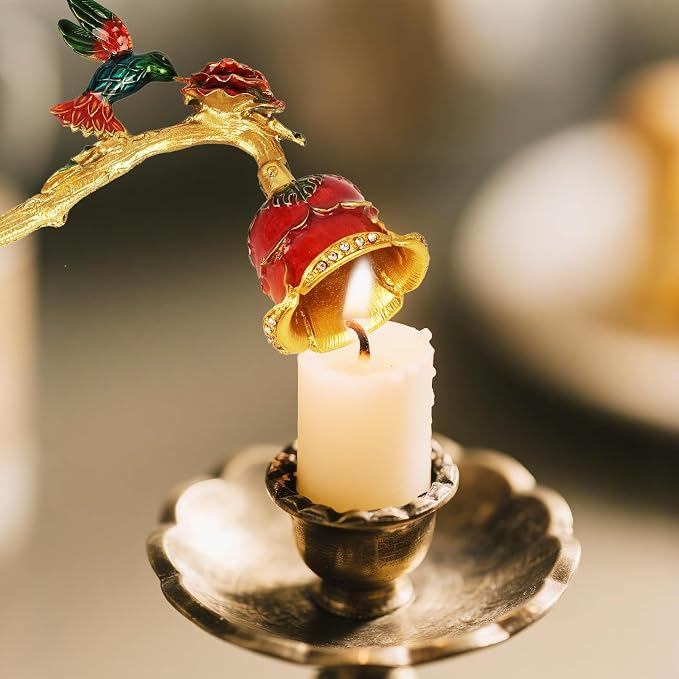 Elegant Royal-Style Candle Snuffer with Pearl Inlay, Candlesnuffers Wick Snuffer Candle Accessory for Putting Out Extinguish Candle (Red)
