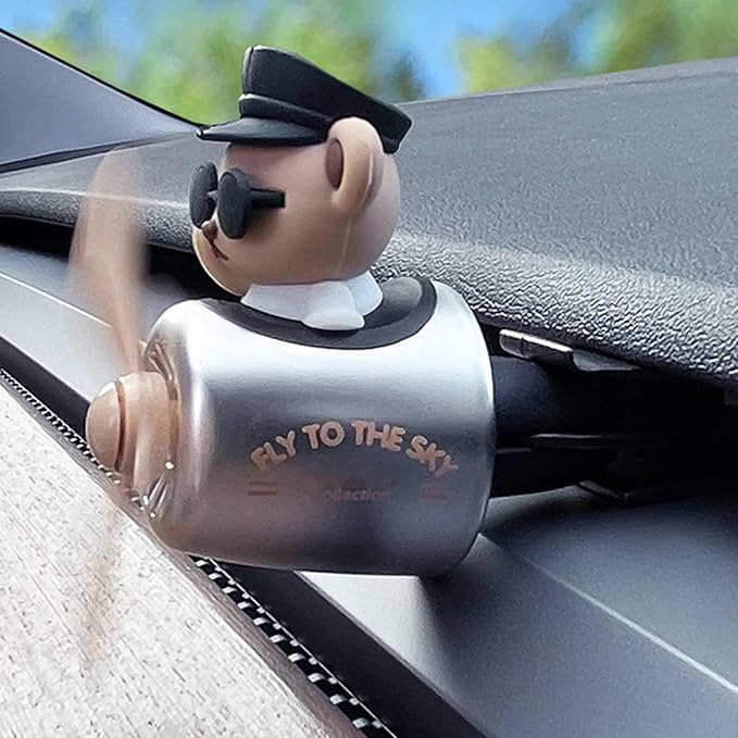 2 Pieces Car Air Fresheners, Cute Bear Pilot Car Diffuser, Propeller Air Outlet Vent Fresheners, Suitable for Automotive Interior Decoration (Bear (A+B))
