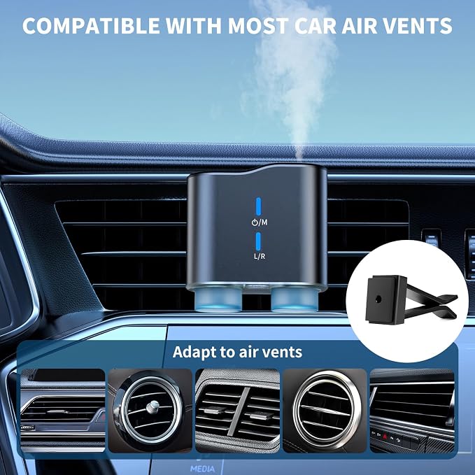 Waterless Car Diffuser Kit with 4 Fragrance Oils – Luxury Hotel Inspired Aromatherapy Air Freshener for Car, Vehicle, Office & Small Spaces (Black, Hotel Fragrance)