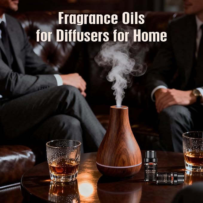 Men Essential Oils Set, Premium Fragrance Oils for Diffusers for Home - | Leather, Sandalwood, Cologne, Smoke Tobacco Scents, Candles & Aromatherapy Gifts for Him