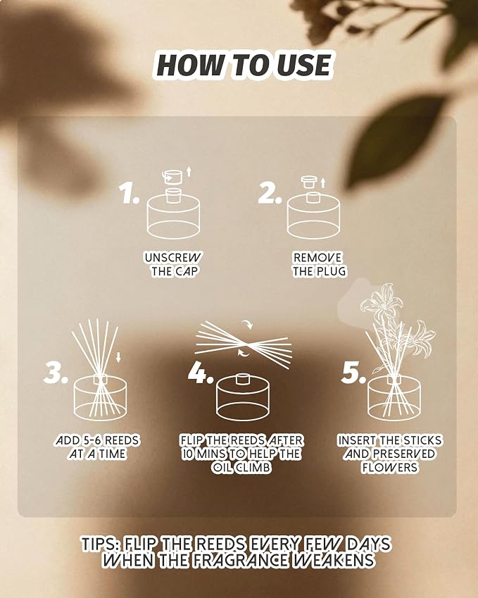 White Jasmine Reed Diffuser Set – 5 fl oz with 6 Sticks, Soft Floral Home Fragrance, Flameless Minimalist Glass Diffuser for Bathroom, Bedroom, Office, Hotel Aesthetic Decor & Gift